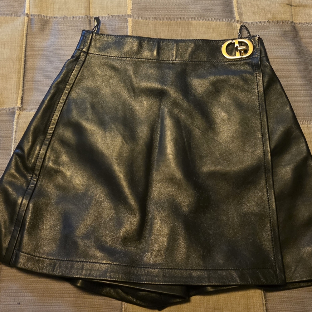 Christian DIOR Skort with CD Buckle Black Lambskin